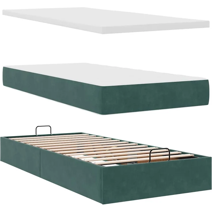 vidaXL Ottoman-Bett mit Matratzen Dunkelgrün 90x200 cm Samt 3313520 – Bild 6