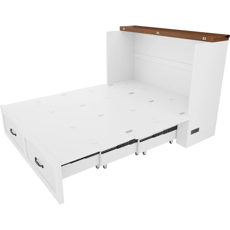 ZUBALIYA Klappbett 140 × 200 cm, Metall und Holz, Ausziehbett, Weiß – Bild 8