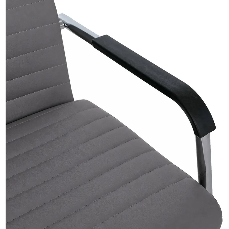 2er-Set Besucherstuhl HWC-Q85, Konferenzstuhl Freischwinger, Metall Kunstleder 280 g/m² ~ grau – Bild 5