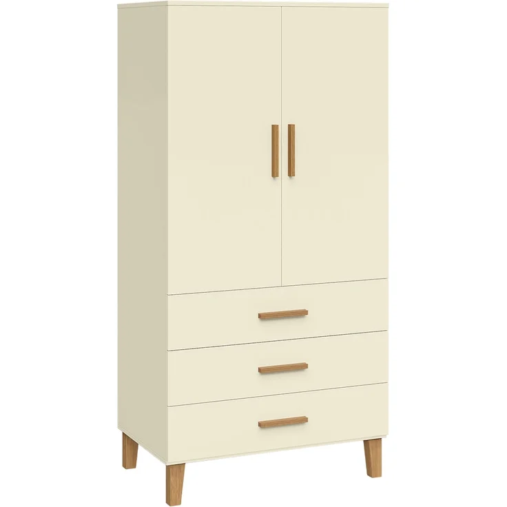 Bellabino 'Liri' Kinderkleiderschrank, beige, Kleiderschrank für Kinderzimmer mit 3 Schubladen und Kleiderstange – Bild 2