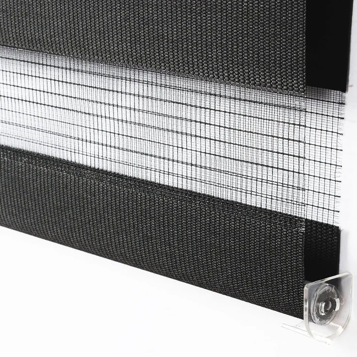 WOLTU Doppelrollo Klemmfix ohne Bohren Anthrazit B65 x H150 cm, Duo Rollo Zebrarollo Fensterrollo Klemmrollo Seitenzugrollo Easyfix lichtdurchlässig & verdunkelnd Rollos für Fenster und Tür – Bild 5