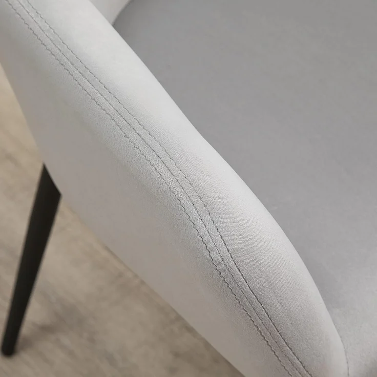 HOMCOM Esszimmerstuhl mit geschwungener Rückenlehne und Armlehnen, gepolstertem Sitz (Wohnzimmerstühle, 2 St), 120 kg Belastbar, Hellgrau – Bild 9