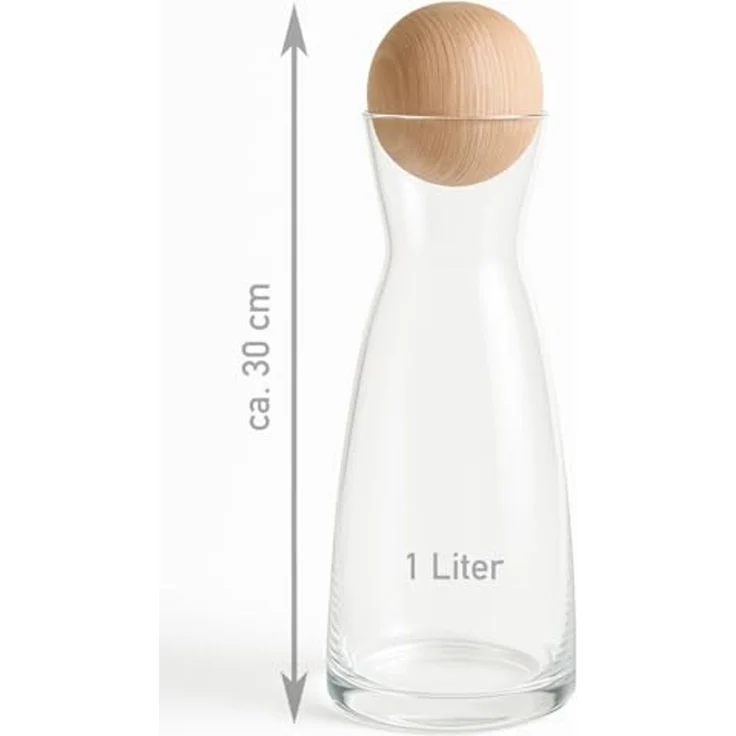 Heubergshop Wasserkaraffe, 1 Liter Karaffe mit Zirbenkugel - Zirbenholz, Zirbe (Zirbenkaraffe-1L) – Bild 2