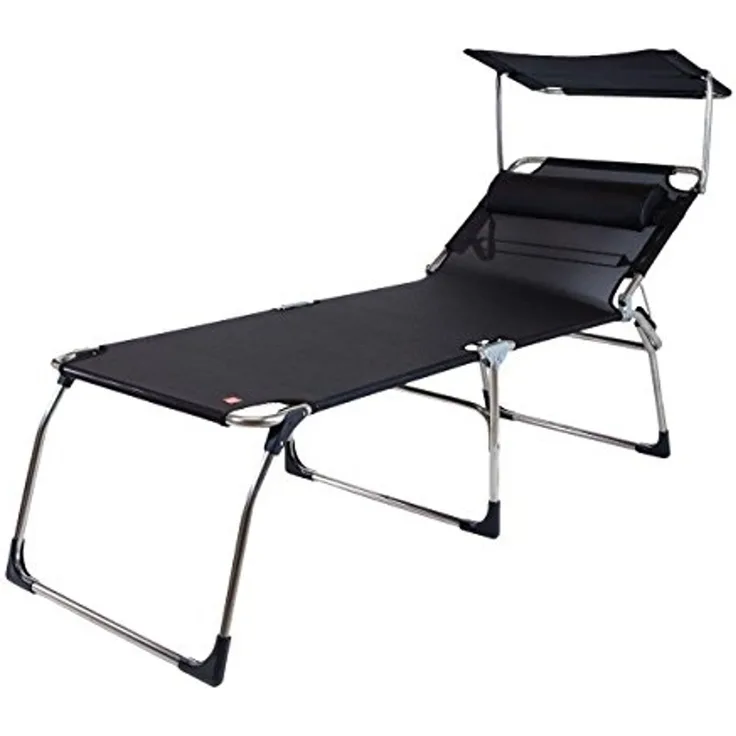 Dreibeinliege Amigo BIG mit Sonnenblende aus Aluminium, Schwarz