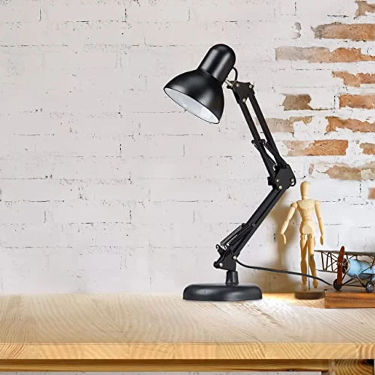 Relaxdays Retro Schreibtischlampe, Gelenk-Arm, schwenkbar, E27, Metall, schwarz, HxBxT: 50 x 27 x 15 cm – Bild 5