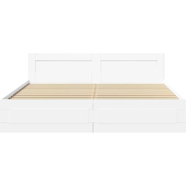 vidaXL Bettrahmen mit Schubladen Weiß 193 x 203 cm Holzwerkstoff 3402859 – Bild 6