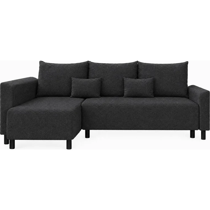 KRISAN MÖBEL Ecksofa LOFT in Schwarz 205 x 89 x 144 cm, modernes Ecksofa mit Schlaffunktion und flexiblem Ottomane-Aufbau – Bild 1