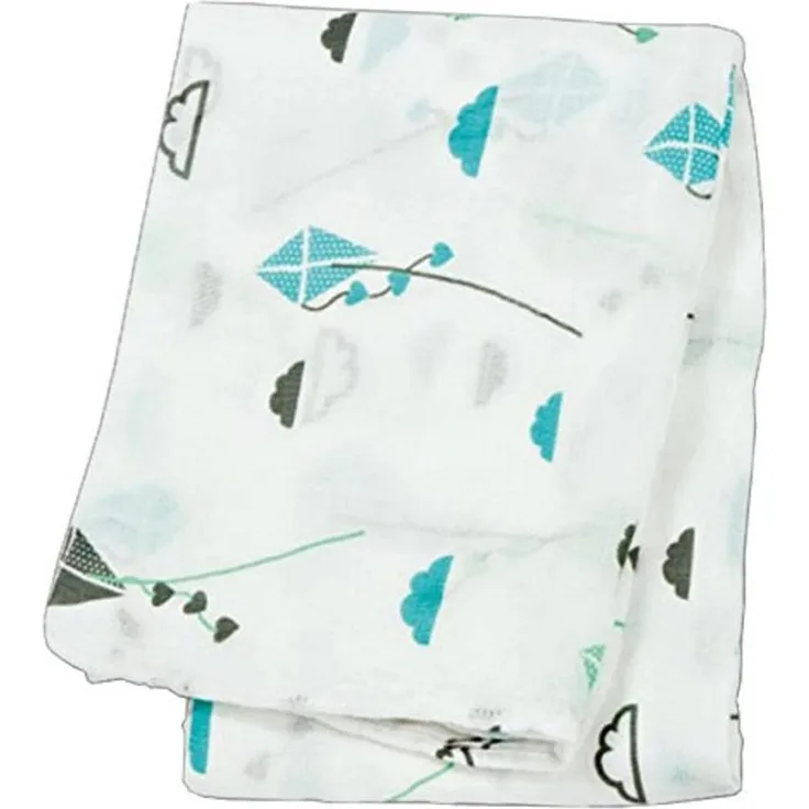 Lulujo Wickeltuch, Musselin auf Bambusfaser (blau Drachen)