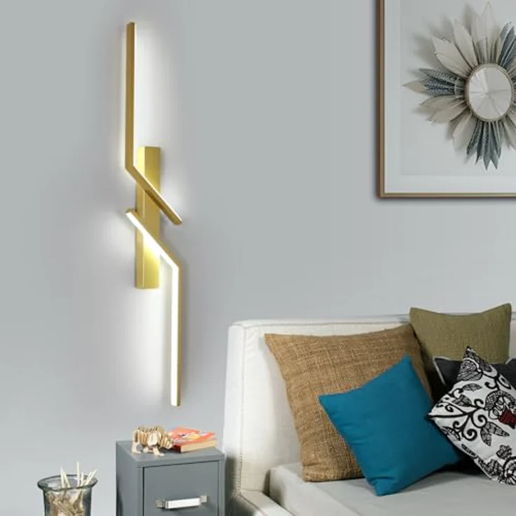Goeco LED Wandleuchte Innen, 81CM 24W 2700LM LED Wandlampe Lang 2 Fimmige 6500K Kaltweißes Licht, Modern Wandlicht für Flur Treppenhaus Wohnzimmer Schlafzimmer, Gold – Bild 2