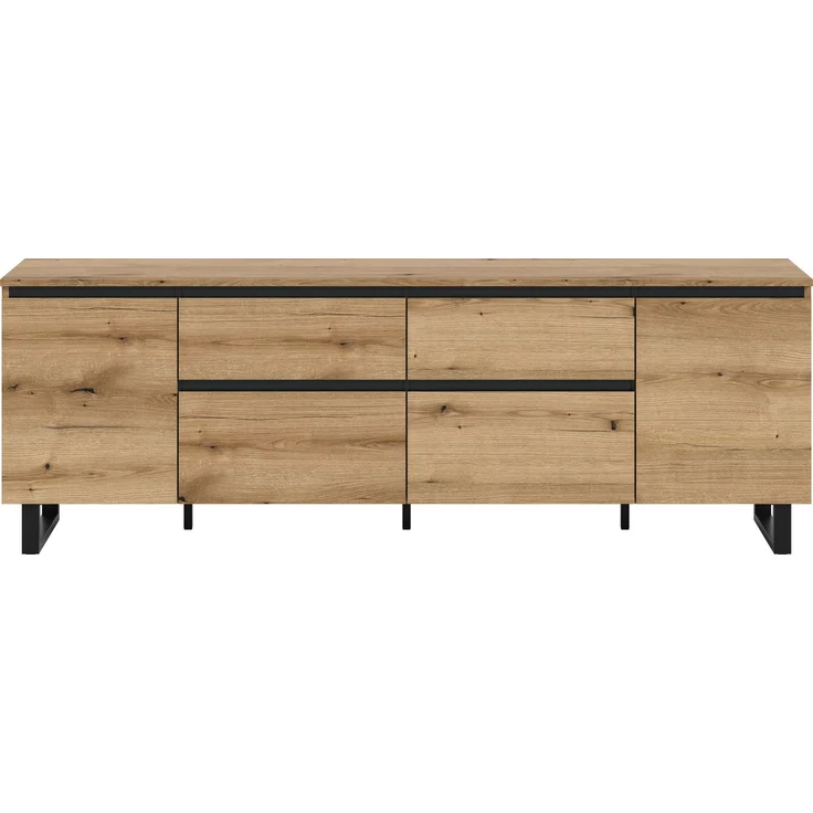 Lowboard B/H/T: 188x65x36 cm in Evoke Oak Nachbildung und schwarz – Bild 2