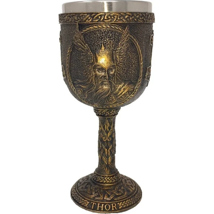 MystiCalls Becher Kelch Thor - Trinkkelch Mittelalter Nordische Gottheit, Polyresin, Dekorationsobjekt, Kelch – Bild 4