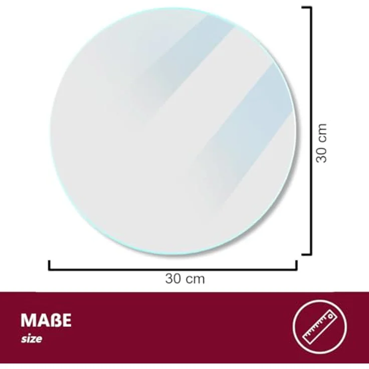 HOOZ Tischplatte Glasplatte Sicherheitsglas Transparent/Schwarz/Weiß Ø30–50cm 6mm Rund (1 St) – Bild 3