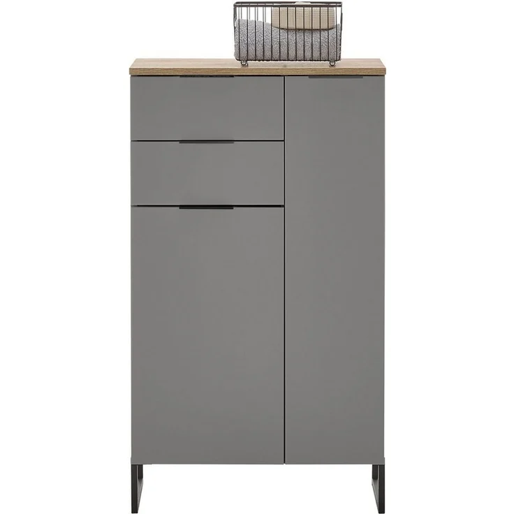 DENVER Badezimmer Kommode in Grau / Evoke Eiche Optik FSC-zertifiziert - Badezimmerschrank Bad Schrank mit viel Stauraum - 60 x 106 x 32 cm (B/H/T) – Bild 2