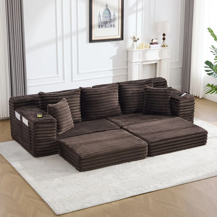 ZUBALIYA Schlafsofa 98x87 cm, mit Stauraum, mit Treppe, mit Leiter, mit Cordbezug, mit Schaumstoffpolsterung, Rot – Bild 10