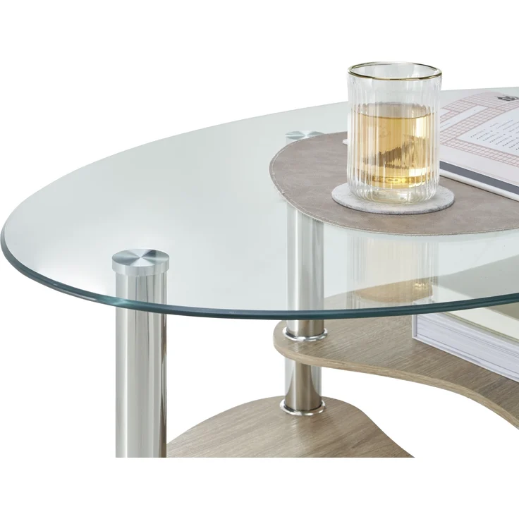 Couchtisch >PANTY< Sicherheitsglas, Ablage Artisan oder Sonoma Eiche - 42x90x55 (BxHxT) – Bild 8