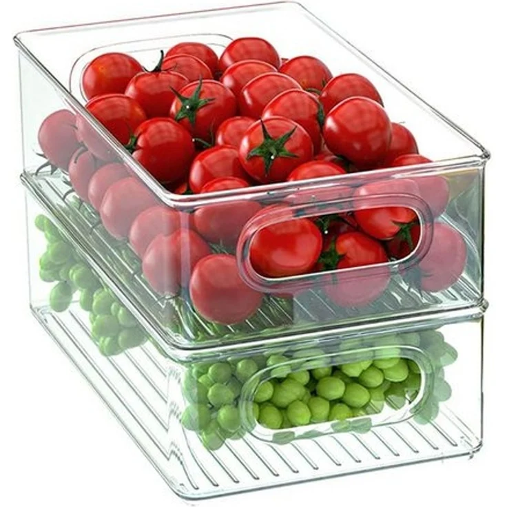 TUWENA Aufbewahrungsbox Kühlschrank Organizer Set mit Griff, Stapelbare Aufbewahrungsbox, Aufbewahrung Boxen für Küchen, Schränke, Gefrierschrank - BPA Frei – Bild 4