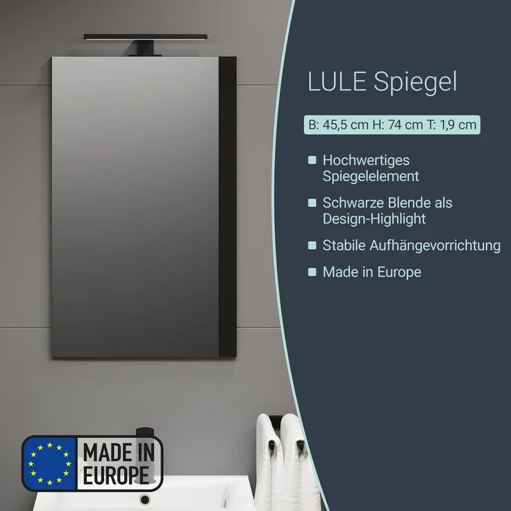 BADEDU LULE Spiegel 45,5 cm breit mit Blende – Bild 2