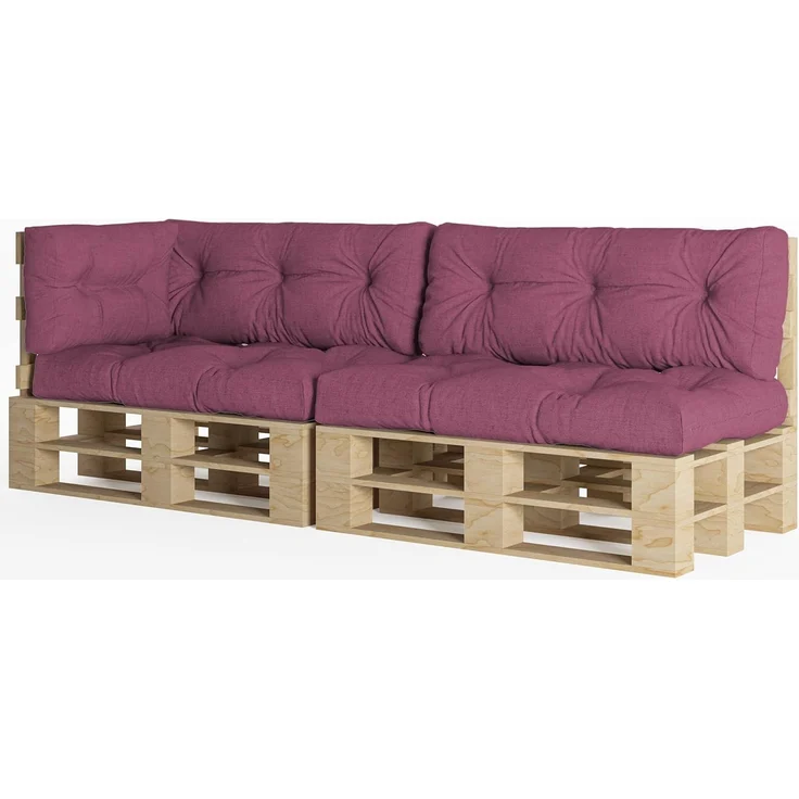 chilly pilley Palettenauflage Schaumflocken palettenkissen Palettenpolster Palettenmöbel Palettensofa Rückenlehne Sitzkissen Seitenkissen Set (5er Set Violett) – Bild 1