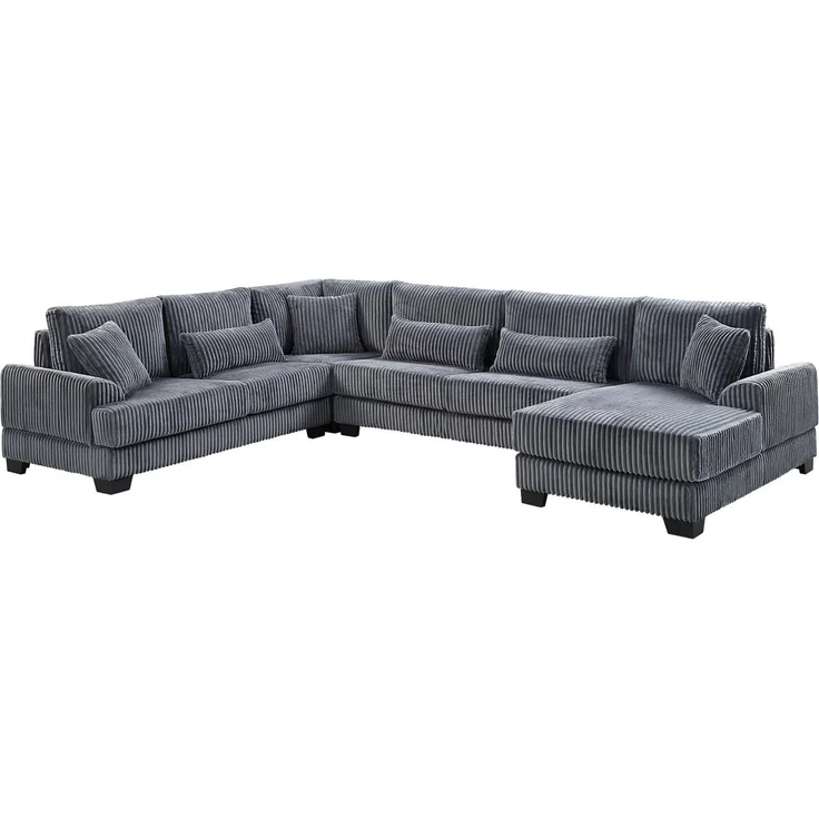 ATLANTIC home collection Wohnlandschaft Miron, U-Form, Breite: 332cm, weicher XXL-Cordbezug, inklusive 6 Zierkissen – Bild 2