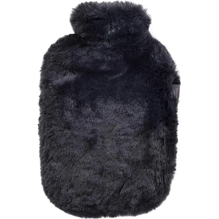 Wärmflasche mit Bezug Flauschbezug Extra Soft Schwarz 2 L Fashy 67381-20