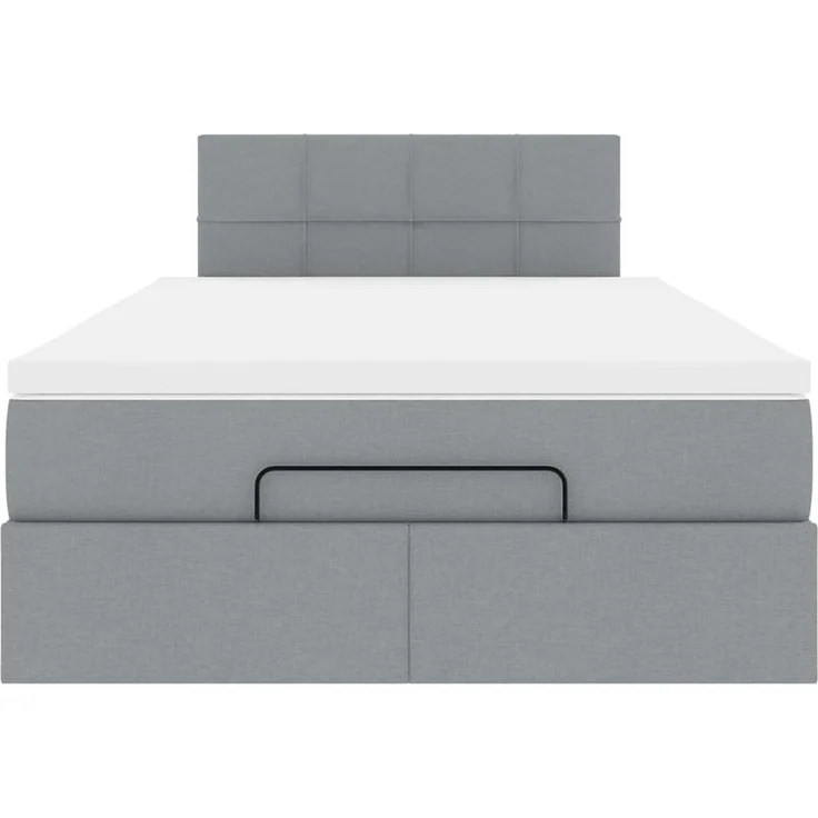 vidaXL Ottoman-Bett mit Matratze & LEDs Hellgrau 120x200 cm Stoff 3312298 – Bild 6