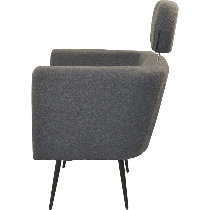 Polstersessel mit Kopfstütze "Calle" im Retrostyle, grau – Bild 4