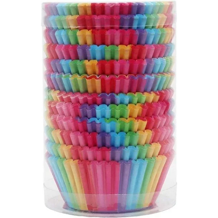 FELIXLEO Muffinform 200 Stück Muffinförmchen Papier Cupcake Wrapper Regenbogen, (1-tlg) – Bild 4
