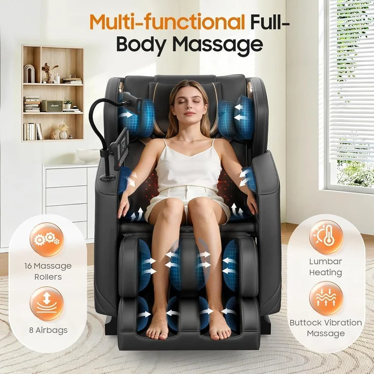 Massagesessel Ganzkorper 16 Rollen 8 Airbags – Bild 5
