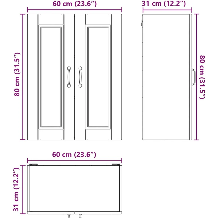 vidaXL Wandschrank PORTO Sonoma-Eiche 60 x 31 x 80 cm Holzwerkstoff 885397 – Bild 12