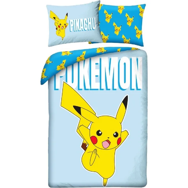 Pokémon Bettwäsche Set aus Mikrofaser Bettdeckenbezug 140 × 200 cm mit 70 × 90 cm Kissenbezug
