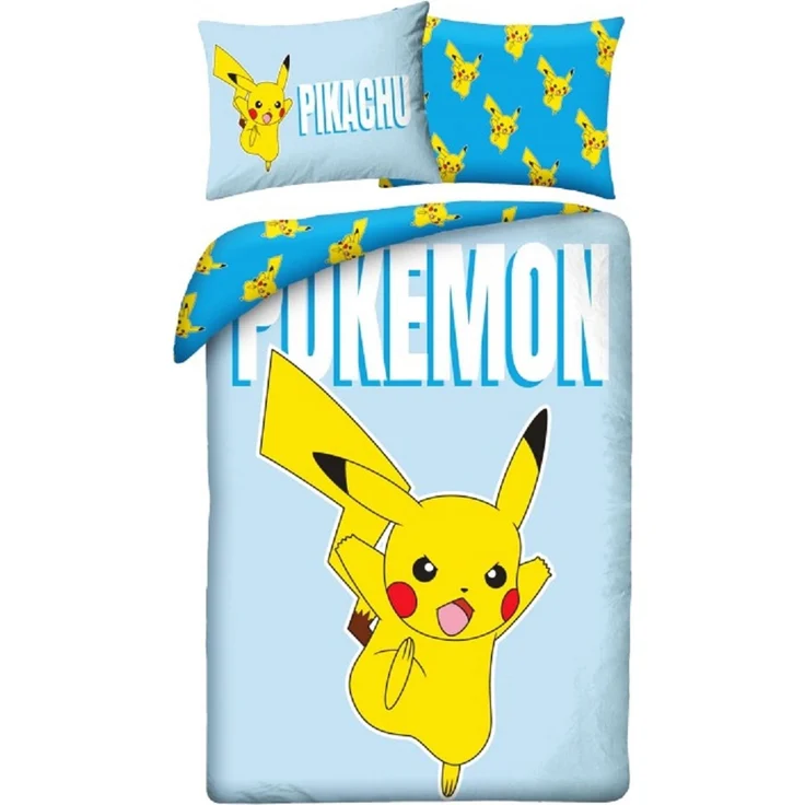 Pokémon Bettwäsche Set aus Mikrofaser Bettdeckenbezug 140 × 200 cm mit 70 × 90 cm Kissenbezug