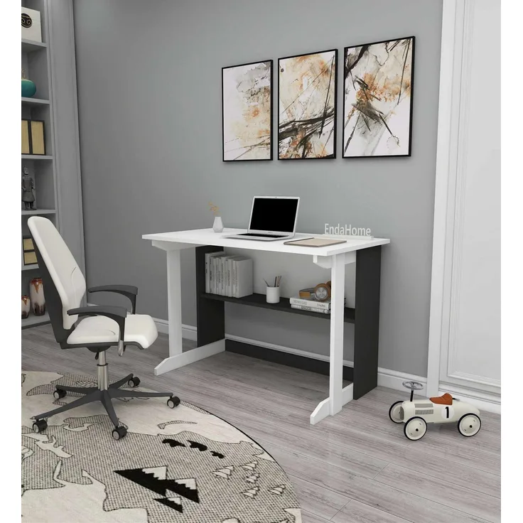 Skye Decor 'Pillar - White, Anthracite' Schreibtisch, Weiß / Anthrazit, 100 x 74,3 x 55,5 cm