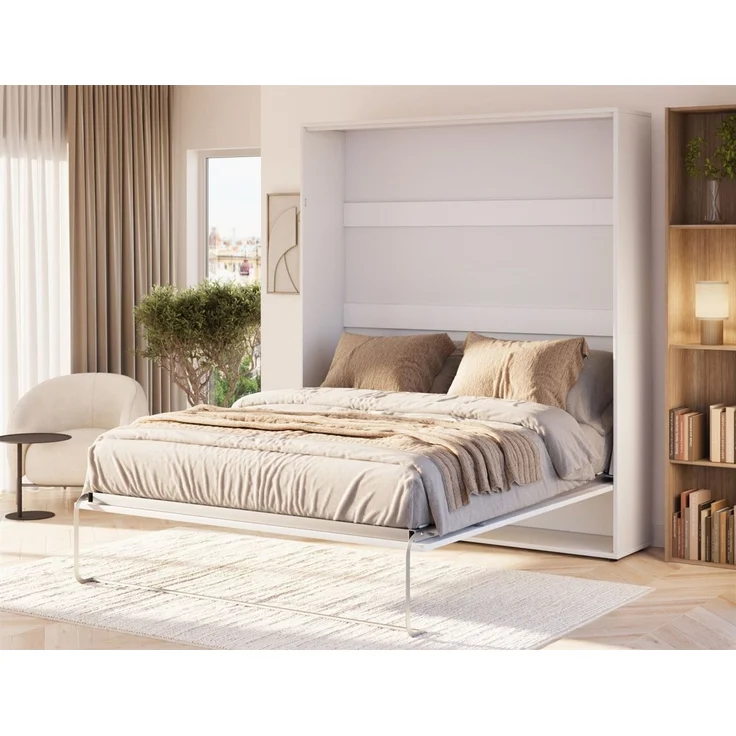 Wandklappbett Schrankbett GRITT 160x200 cm Farbe Weiß inkl. Matratze – Bild 1