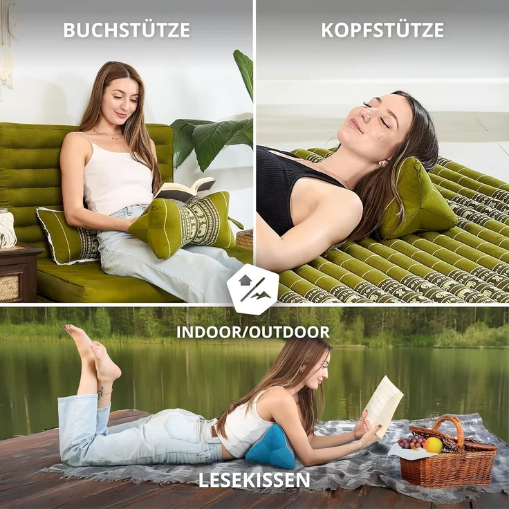 livasia Nackenstützkissen Knochenkissen, vegan und handgefertigt, Ø 15x32 cm, Kapok – Bild 3