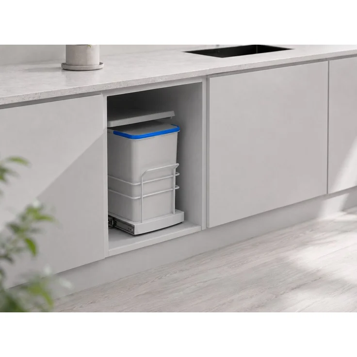 Roomart Einbaumülleimer Einbau-Mülleimer Küche ausziehbar 2×12L Mülltrennsystem Unterschrank, 2×12L Mülltrennung, Einbau Unterschrank, ausziehbar, in 2 Farben – Bild 2