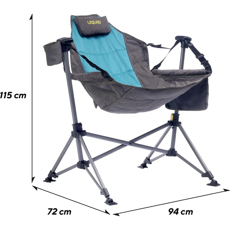Uquip Campingstuhl Rocky 2.0 Strandstuhl Schaukelstuhl Hänge Sessel Klappstuhl Petrol/Grey – Bild 2