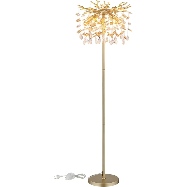 Ausgefallene Stehlampe QUEENA Gold mit Glas Kristall 2-farbig, Höhe 155cm – Bild 2