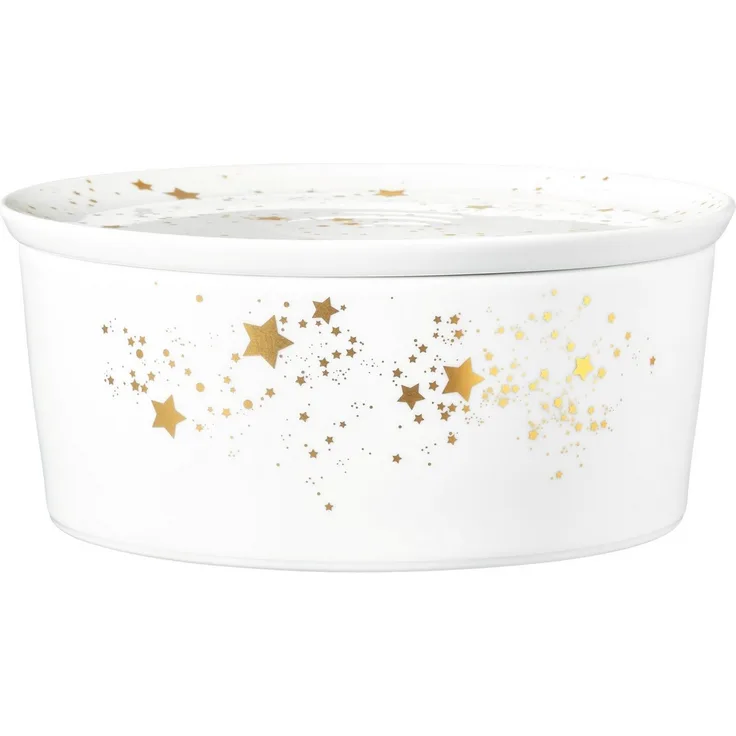 Seltmann Weiden Servierschale Liberty - Golden Stars, Porzellan, (1-tlg), Schale rund, mit Deckel, 21 x 9 cm