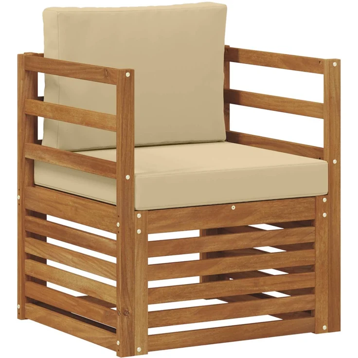 vidaXL Outdoor-Sofagarnitur Natur und Beige Massivholz Akazie 3436338 – Bild 2