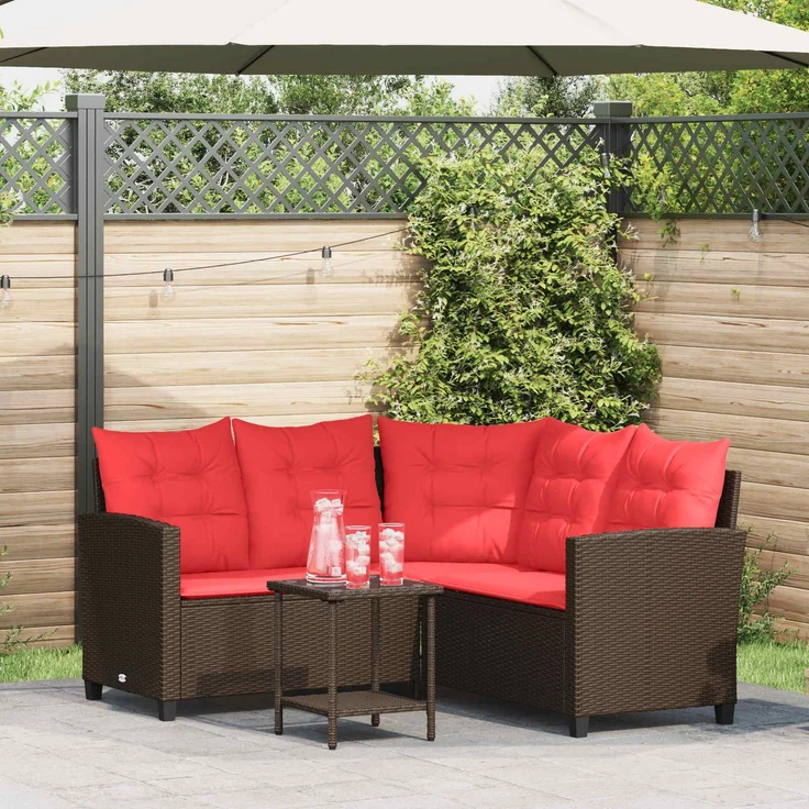 vidaXL Outdoor-Sofagarnitur 2 stk. 5-Sitzanzahl Braun und Rot 4103878 – Bild 1