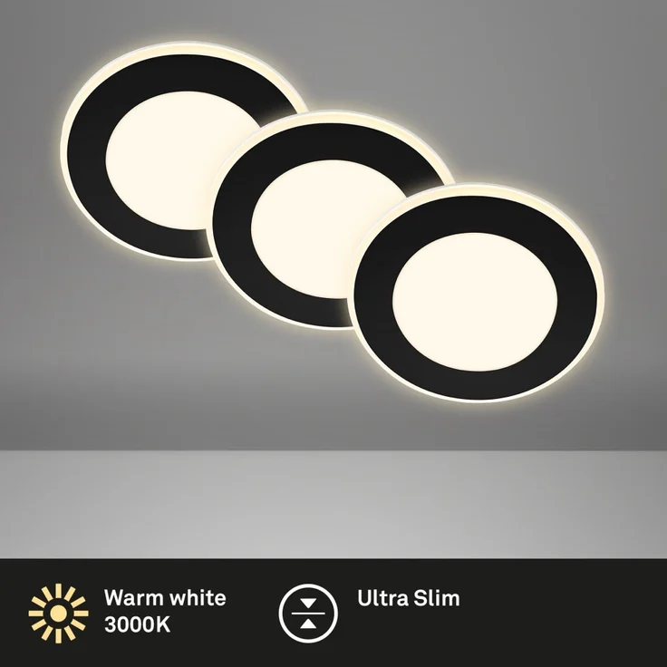Briloner LED-Einbauleuchten 3er Set Mini 4,9W 425lm schwarz Nachtlicht – Bild 5