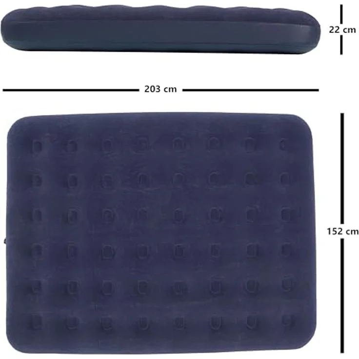 Avenli Luftmatratze Luftbett Camping für 2 Personen mit Pumpe & 2 Kissen 203 x 152 x 22 cm, (aufblasbar Ideal als Reisebett oder Isomatte, Set mit Luftpumpe und Kissen), Indoor und Outdoor mit beflockter Oberfläche – Bild 5