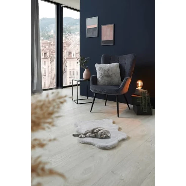 -LUXOR- living Fellteppich Coste gemütlicher weicher Hochflor Kunstfell Teppich 55 x 80 cm grau – Bild 2