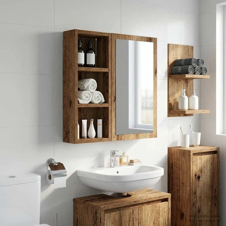 vidaXL Badezimmer-Wandschrank Altholz 20 x 10 x 50 cm Holzwerkstoff 889285 – Bild 4