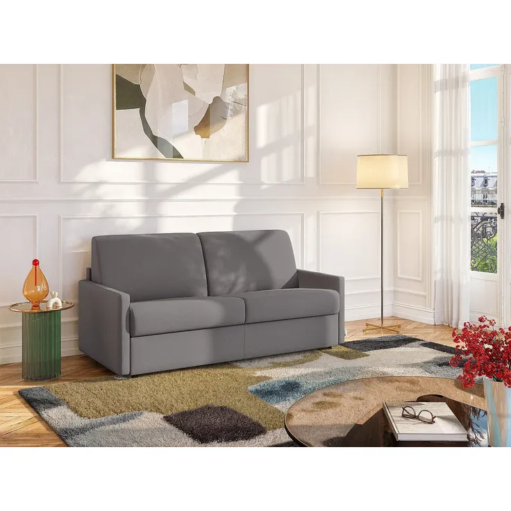Schlafsofa 4-Sitzer CALIFE - Stoff - Hellgrau - Liegefläche: 160 cm - Matratzenhöhe: 18 cm