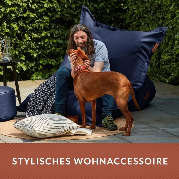 Green Bean® XXL Riesen-Sitzsack aus Kunstleder mit EPS Perlen Füllung - 140 x 180 cm 380 Liter - Bean Bag - - Dunkelblau – Bild 8