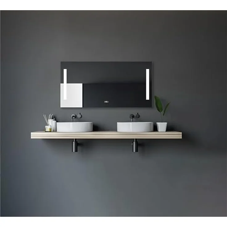 Talos Star Badspiegel mit Beleuchtung 120x60 cm, LED Lichtausschnitt, neutralweiß, Aluminiumrahmen mit Kippschalter, inklusive Digitaluhr, energiesparend, montagefreundlich – Bild 3