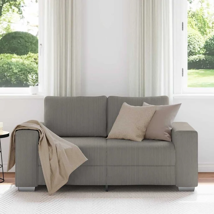 vidaXL Zweisitzer-Sofa Hellgrau 160x77x82 cm Cordstoff 4105193 – Bild 2