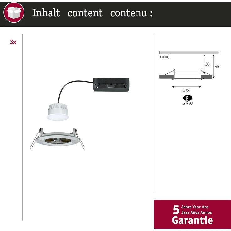 Paulmann 92450 LED Einbauleuchte Nova Coin 3er-Set Zigbee RGBW Eisen gebürstet IP44 – Bild 4