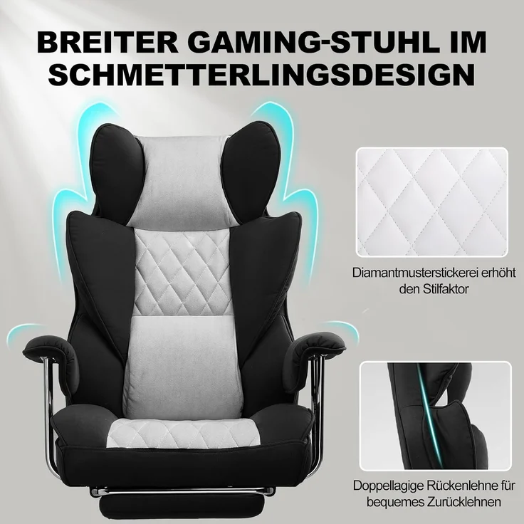 GTPLAYER Gaming-Stuhl Bürostuhl Gamer Stuhl gaming stuhl Schreibtischstuhl Chefsessel, mit Taschenfeder-Lendenwirbelstütze, breiter Büro-Computersessel – Bild 4